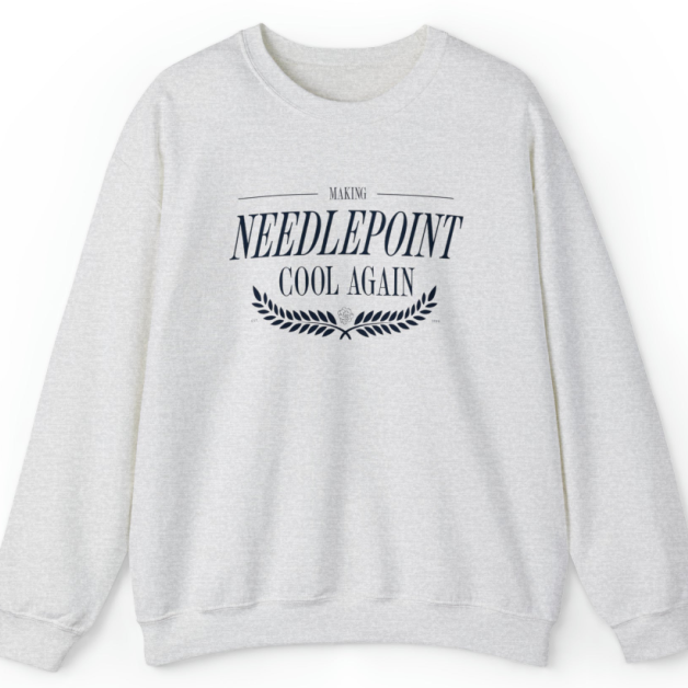 Making Needlepoint Cool Crewneck Sweatshirt