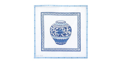 Blue Ginger Jar with Border - Penny Linn Designs - KCN DESIGNERS