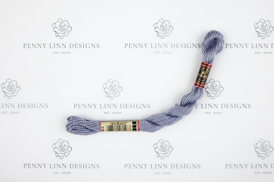 DMC 3 Pearl Cotton 318 Steel Gray - Light - Penny Linn Designs - DMC