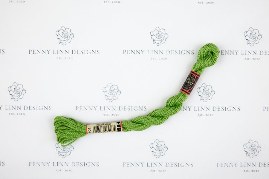 DMC 3 Pearl Cotton 704 Chartreuse - Bright - Penny Linn Designs - DMC