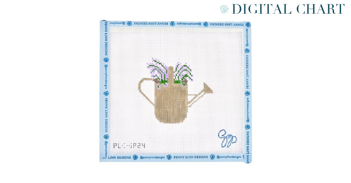 Watering Can with Lavender - CHART - Penny Linn Designs - Grant Point Designs